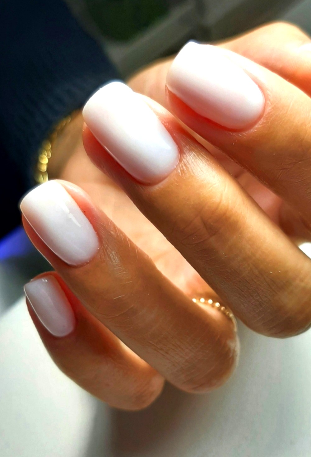Milky white square manicure